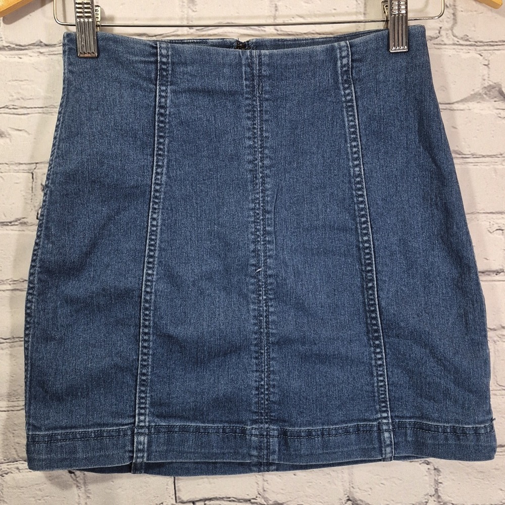 Free People Denim Mini Skirt Back Zipper Women's Size 2